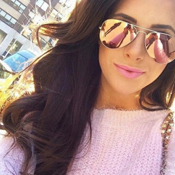 RayBan Aviator Pink Mirror Lenses Silver Frame RB3025 Women / Men New - Picture 11 of 14